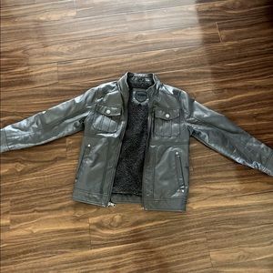 Urban Republic Synthetic Leather Biker Jacket (Gray) 9/10 Condition. Zip Up.